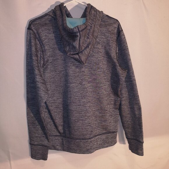 Under Armour Ladies Navy with Teal Logo Fleece Lined Drawstring Hoodie - Picture 2 of 3